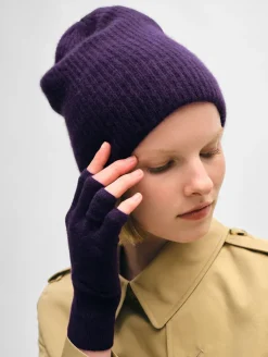 Sale White + Warren cashmere plush rib beanie MidnightViolet