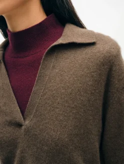 Sale White + Warren cashmere polo RussetBrown
