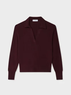 Outlet White + Warren cashmere polo Sangria