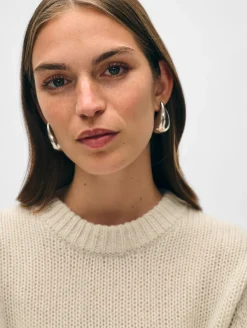 Online White + Warren cashmere puff sleeve crewneck NaturalHeather