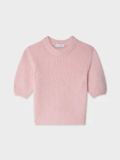 Fashion White + Warren cashmere puff sleeve crewneck Primrose