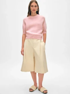 Hot White + Warren cashmere puff sleeve crewneck Primrose