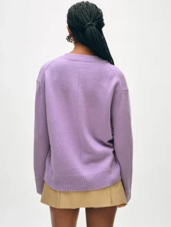 Best White + Warren cashmere relaxed v neck PurpleHaze