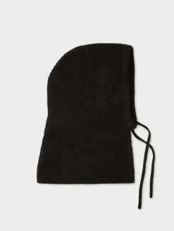 Discount White + Warren cashmere ribbed balaclava Black