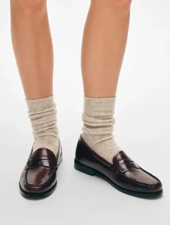 New White + Warren cashmere ribbed socks SandWispHeather