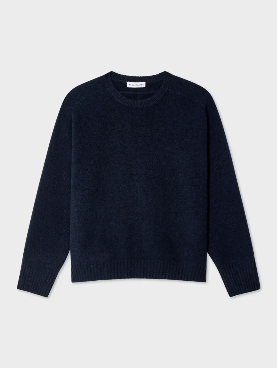 Sale White + Warren cashmere saddle sleeve crewneck DeepNavy