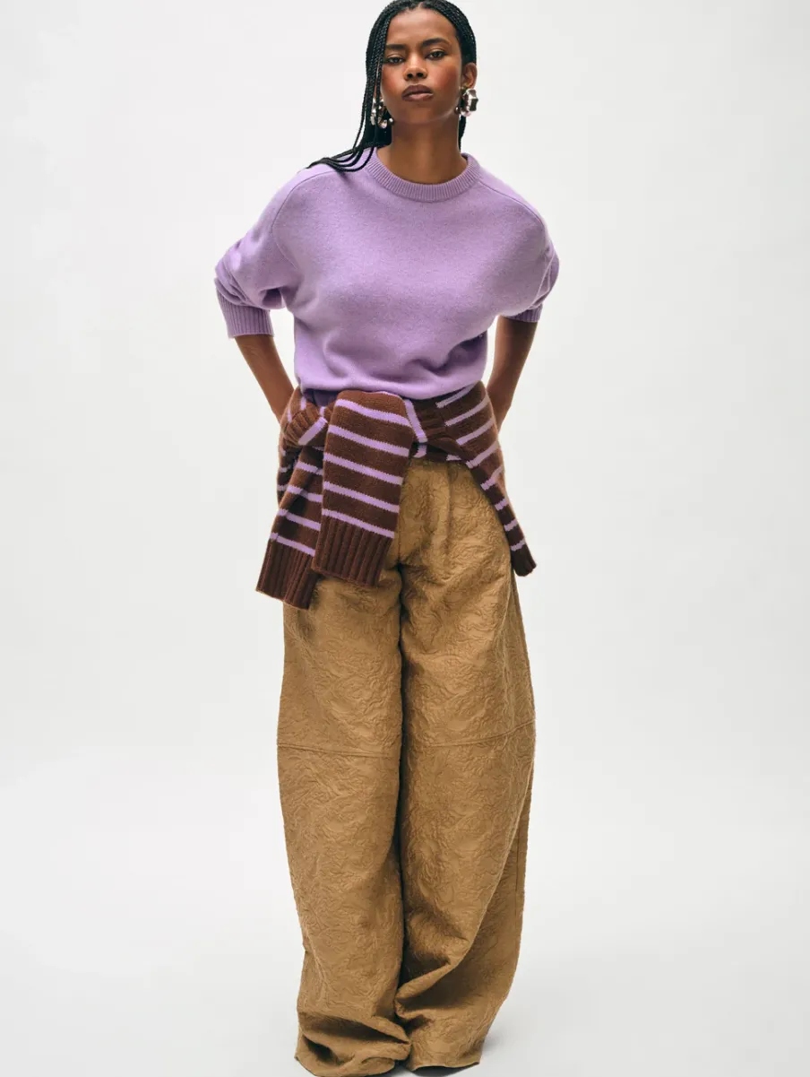 Online White + Warren cashmere saddle sleeve crewneck PurpleHaze