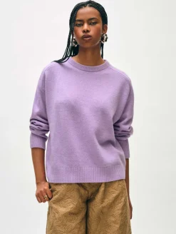 Online White + Warren cashmere saddle sleeve crewneck PurpleHaze