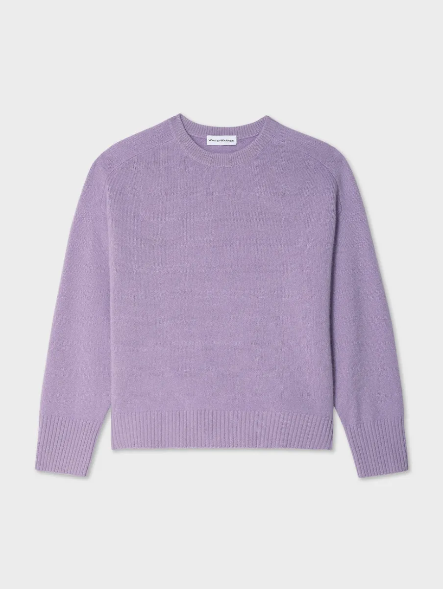Online White + Warren cashmere saddle sleeve crewneck PurpleHaze