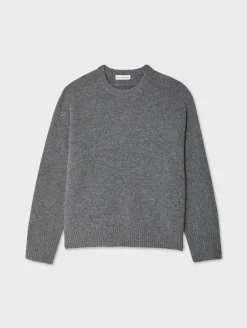 Fashion White + Warren cashmere saddle sleeve crewneck GraphiteHeather