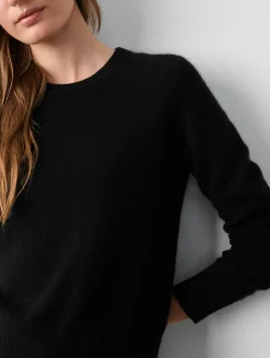 Discount White + Warren cashmere shrunken crewneck Black
