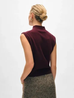 New White + Warren cashmere sleeveless mockneck Sangria