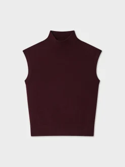 New White + Warren cashmere sleeveless mockneck Sangria
