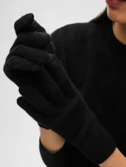 Fashion White + Warren cashmere texting gloves Black