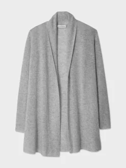 Discount White + Warren cashmere trapeze cardigan GreyHeather