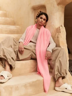 New White + Warren cashmere travel wrap PinkLemonade