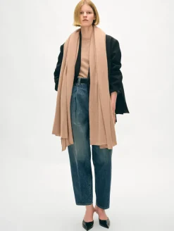 New White + Warren cashmere travel wrap TrueCamel