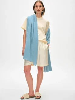 New White + Warren cashmere travel wrap SlateBlue