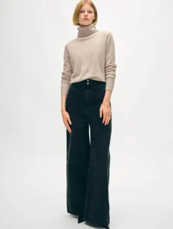 Outlet White + Warren cashmere turtleneck SandWispHeather