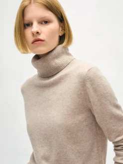 Outlet White + Warren cashmere turtleneck SandWispHeather