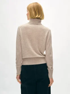 Outlet White + Warren cashmere turtleneck SandWispHeather