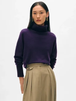 Best White + Warren cashmere turtleneck MidnightViolet
