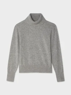 Hot White + Warren cashmere turtleneck GreyHeather