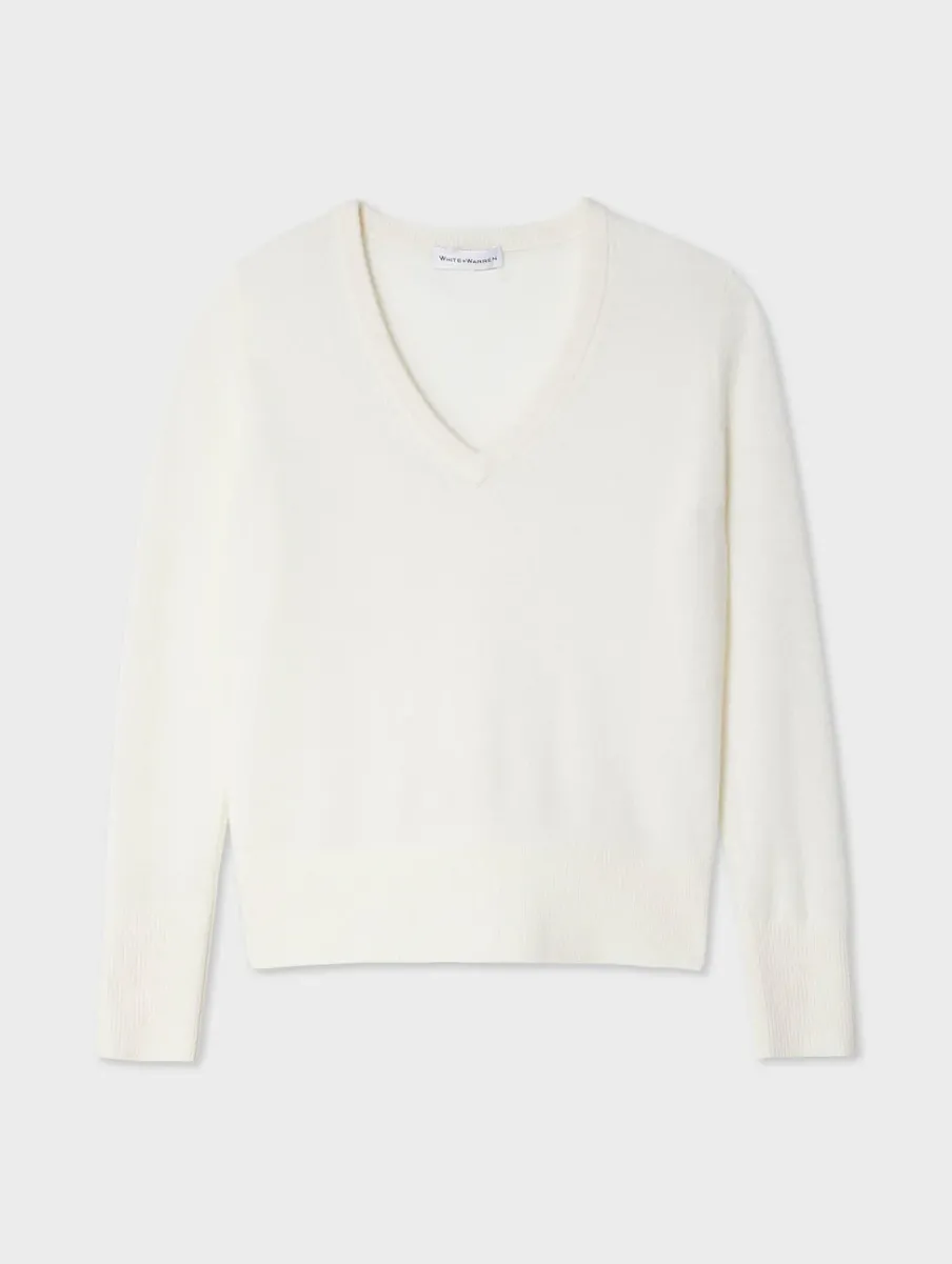 New White + Warren cashmere v neck SoftWhite