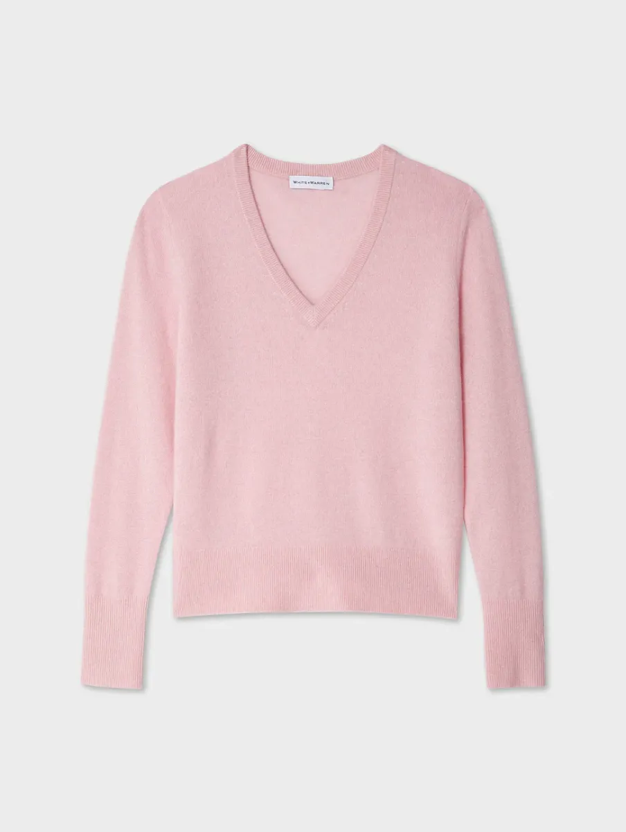 Discount White + Warren cashmere v neck Primrose