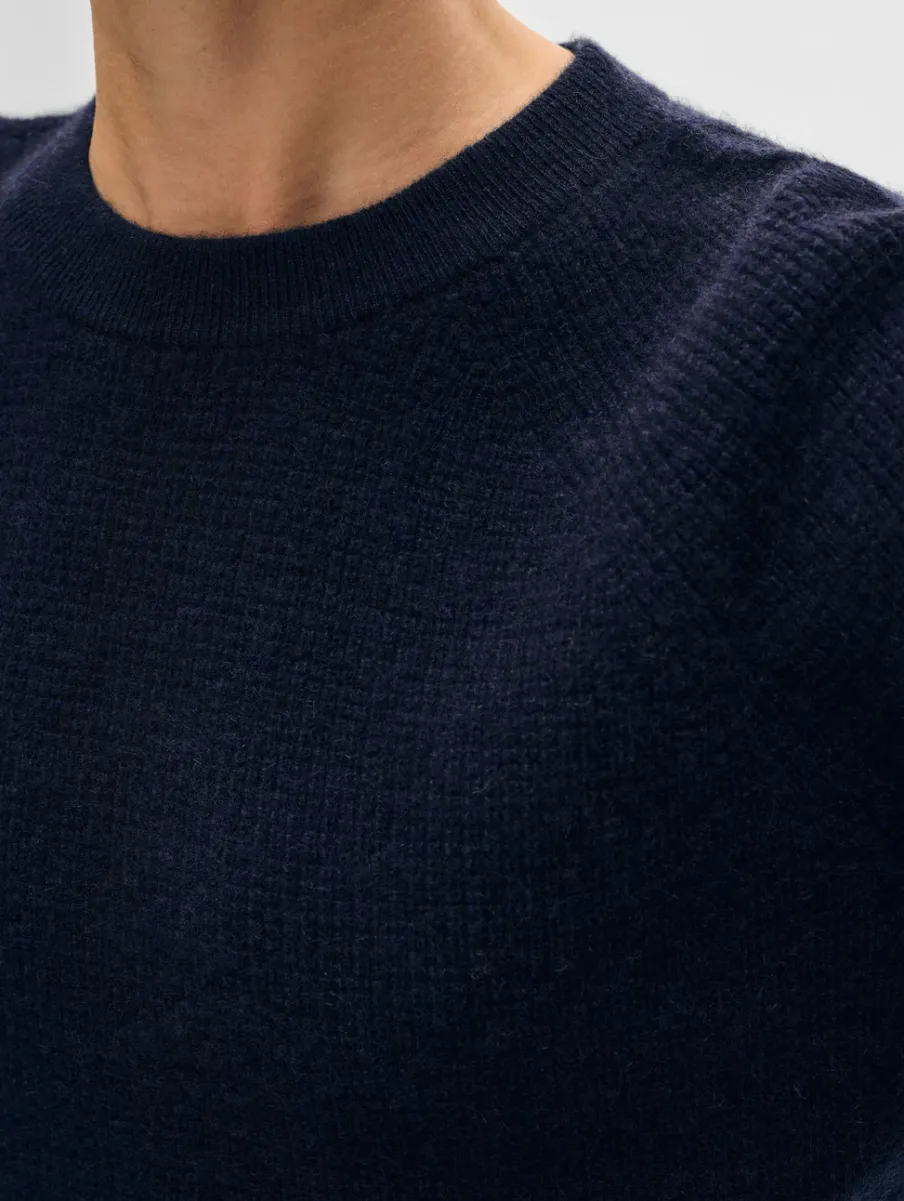Online White + Warren cashmere waffle sweatshirt DeepNavy