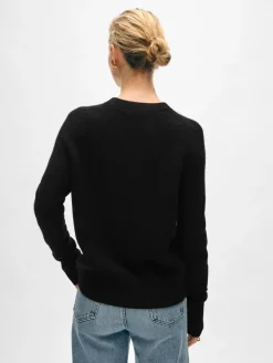 Best White + Warren cashmere waffle sweatshirt Black