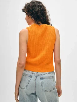 Clearance White + Warren cotton blend ribbed shell Tangerine
