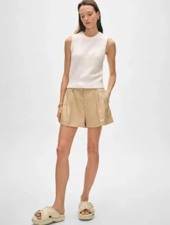 Sale White + Warren cotton blend ribbed shell White