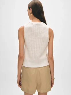 Sale White + Warren cotton blend ribbed shell White