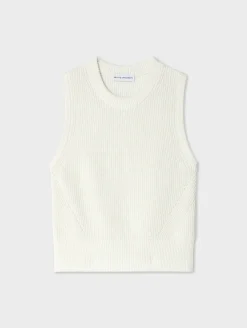 Sale White + Warren cotton blend ribbed shell White