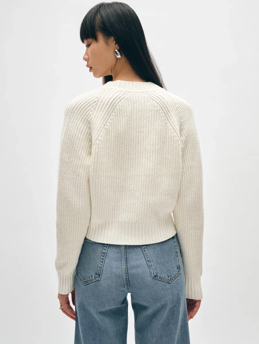 Sale White + Warren cotton linen ribbed cardigan White