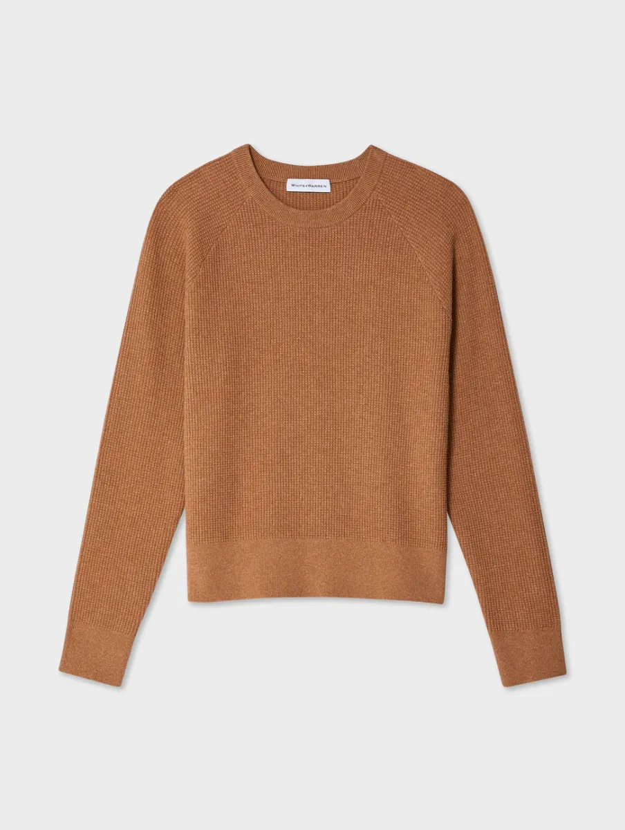 Clearance White + Warren cotton linen waffle sweatshirt Macchiato