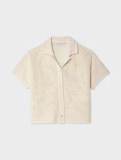 Outlet White + Warren cotton mesh shirt Natural