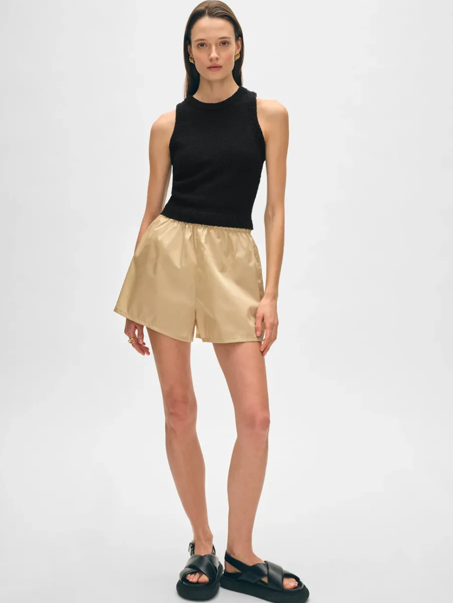 Fashion White + Warren cotton slub cut in tank Black