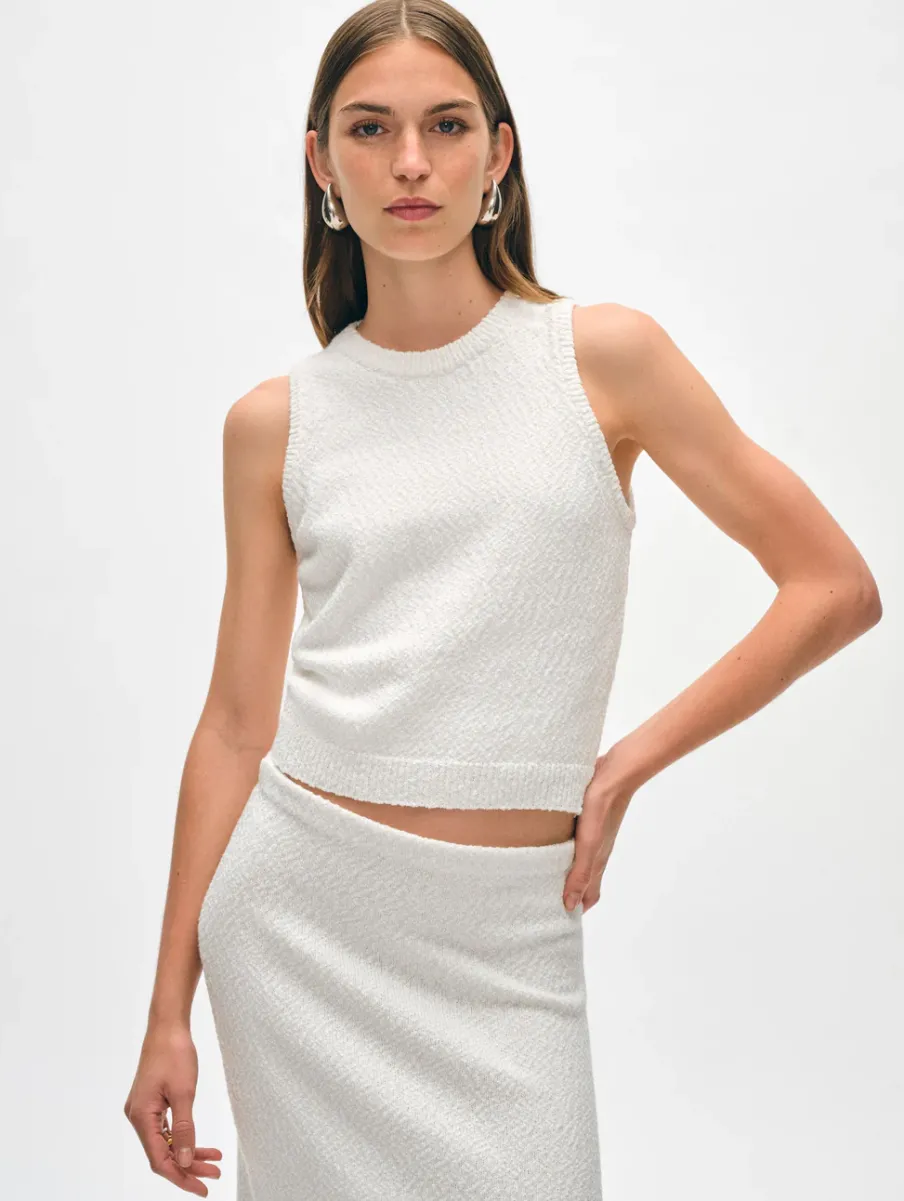 Online White + Warren cotton slub cut in tank White