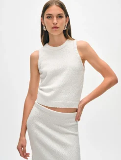 Sale White + Warren cotton slub cut in tank White