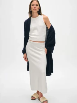 Sale White + Warren cotton slub cut in tank White