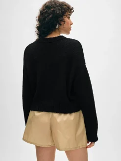 Online White + Warren cotton slub easy crewneck Black