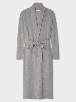 Clearance White + Warren long cashmere robe GreyHeather