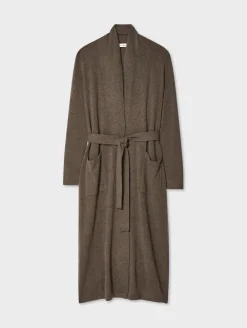Discount White + Warren long cashmere robe RussetBrown