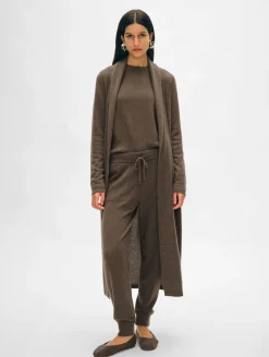 Outlet White + Warren long cashmere robe RussetBrown