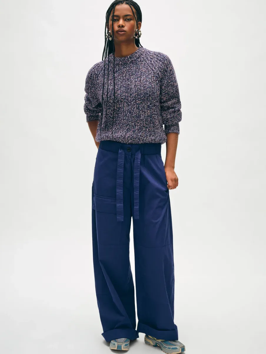 Discount White + Warren merino blend marled sweatshirt BlueCombo