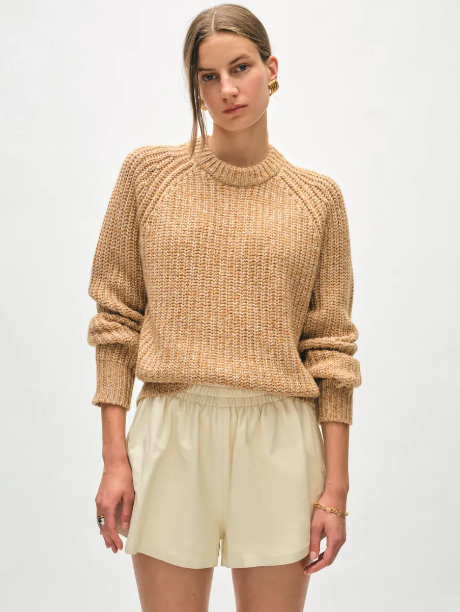 Hot White + Warren merino blend marled sweatshirt YellowCombo