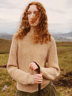 Hot White + Warren merino blend marled sweatshirt YellowCombo