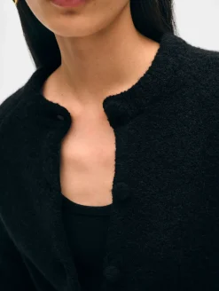 New White + Warren merino cashmere boucle jacket Black